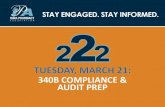 340B COMPLIANCE & AUDIT PREP · The audit coordinator and your specific auditor will be on the call Confirm participation in 340B Program and review the purpose of the audit Confirm