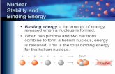Nuclear Stability and Binding Energypreparatorychemistry.info/Nuclear_Energy.pdf · Nuclear Energy •The binding energy per nucleon, which is the total binding energy divided by