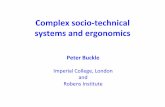 Complex socio technical systems and ergonomics€¦ · Features of systems ergonomics (1) • Focus on the human‐machine, human‐human‐machine or socio‐technical system •