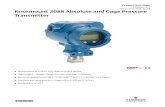 Product Data Sheet: Rosemount 2088 Absolute and Gage ... · 2 Rosemount 2088 February 2015 Rosemount 2088 Pressure Transmitter Product Offering Proven reliability for gage and absolute