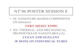 NT’06 POSTER SESSION E - 国立大学法人信州大学endomoribu.shinshu-u.ac.jp/nt06/presentations/NT06-Intro-Fischer.pdf · E063: SWNT functionalized with dendrimer + porphorins