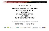 YEAR 7 INFORMATION BOOKLET FOR PARENTS AND STUDENTS · Lockers and Book Covers BSA Supporting Beaumont School Contents . Dear Parents/Carers Please find enclosed your information