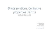 Dilute solutions: Colligative properties (Part 1) PRO… · •vapor pressure lowering is a colligative property —its depends on the conc. but not on the nature of the solute. RAOULT’S