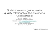 Surface water groundwater · GW level – air temperature (r = -0.86) y = -2.4341x + 111.64 R2 = 0.963 y = -4.7688x + 139.78 R2 = 0.9909 y = -8.3495x + 185.87 R2 = 0.9552-50 0 50