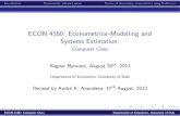 ECON 4160: Econometrics{Modelling and Systems Estimation€¦ · IntroductionEconometric software menuReview of elementary econometrics using OxMetrics I MicroFit I OxMetrics, which