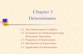 Chapter 3 Determinants - KSU€¦ · Chapter 3 Determinants 3.1 The Determinant of a Matrix 3.2 Evaluation of a Determinant using Elementary Operations 3.3 Properties of Determinants