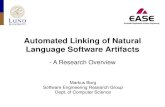 Automated Linking of Natural Language Software Artifacts · Automated Linking of Natural Language Software Artifacts - A Research Overview Markus Borg Software Engineering Research
