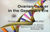 Ovarian Cancer in the Genomics EraBreast or Ovarian Cancer Results: 45 enrolled patients 37 ovarian cancer 8 breast cancer Phase 1 dose escalation = 30 patients Phase 1b expansion