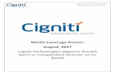 Media Coverage Dossier August, 2017 · Mr.Srinath Batni, global IT industry veteran, has joined the board of Cigniti Technologies Ltd as an Independent Director. Mr.Batni was the