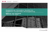 February 22, 2018 · Addressing Corporate Wrongdoing in Canada – What We Heard Report page 2 P4-78/2017E-PDF 978-0-660-23562-2