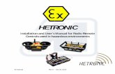 HETRONIC · HETRONIC radio remote control systems are delivered with an HETRONIC EX-battery charger 10-30VDC or 90-270VAC and two rechargeable EX HETRONIC batteries. The operating
