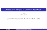 Probabilistic Analysis of Geometric Structures€¦ · Lecture 3: Limit theory for statistics of geometric structures via stabilizing score functions Lecture 4: Statistics of random