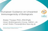 European Guidance on Unwanted Immunogenicity of Biologicals€¦ · • Appropriate strategies to be adopted for assessing the neutralizing capacity of antibodies induced against