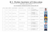 (Recognized By ERC, NCTE, Bhubaneshwar Under Aryabhatta … · 2020. 1. 22. · R L Mahto Institute of Education (Recognized By ERC, NCTE, Bhubaneshwar Under Aryabhatta Knowledge