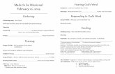 Made to be Missional Hearing God’s Wordfirstmennonitenewton.org/wp...10-2019-Bulletin.pdf · 2/2/2019  · First Mennonite Church 429 East First Street • Newton, KS 67114 •