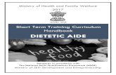 Model Curriculum Handbook Term Training... · Short term training Curriculum Handbook: Dietetic Aide Page | 8 c. Requirements to become a Certified Dietetic aide 3. Anthropometric