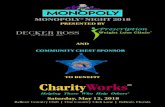 MONOPOLY NIGHT 2018 - Charity Workscharityworks.org/img/Monopoly/2018/Program 2018 - FINAL.pdf · Eurocars, PRP Wine International, Charity Works and Belleair Country Club TOTAL VALUE: