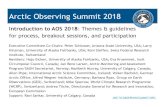 Arctic Observing Summit 2018 · 2018. 6. 24. · Arctic Observing Summit 2018 Introduction to AOS 2018: Themes & guidelines for process, breakout sessions, and participation Executive