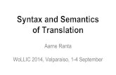 Syntax and Semantics WoLLIC 2014, Valparaiso, 1-4 ...aarne/Translation-Wollic.pdfSyntax and Semantics of Translation Aarne Ranta WoLLIC 2014, Valparaiso, 1-4 September