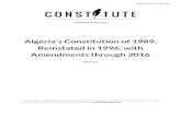Algeria's Constitution of 1989, Reinstated in 1996, with ... · constituteproject.org PDF generated: 12 May 2020, 22:25 Algeria 1989 (reinst. 1996, rev. 2016) Page 3 • Source of