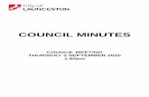 COUNCIL MINUTES...2020/09/03  · the Meeting, or Taken on Notice and answered at a later Council Meeting. City of Launceston COUNCIL MINUTES Thursday 3 September 2020 PUBLIC COMMENT