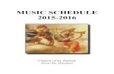 MUSIC SCHEDULE 2015-2016stpatricksmd.org/Music.pdfGospel Acclamation: Celtic Alleluia #266 p. 99 [Verse: 13B/30B] Preparation of the Gifts: Amazing Grace #586 (Coates) Holy, Holy,