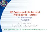 RF Exposure Policies and Procedures - Status · RF Exposure Policies and Procedures - Status TCB Workshop April 2020 Laboratory Division Office of Engineering and Technology Federal