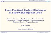 Beam Feedback System Challenges at SuperKEKB Injector LinacL-band+LAS capture section 50 Hz (e+ or e-) pulse-by-pulse mode switching S-band linac 2.5 GeV e- 0.1nC x 1 PF ... ARC! e+Target!