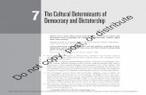 7 The Cultural Determinants of Democracy and Dictatorship...7: The Cultural Determinants of Democracy and Dictatorship225 ago as 472 B.C., Aeschylus contrasted the authoritarianism