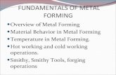 FUNDAMENTALS OF METAL FORMING - LNJPIT, Chapra · Pneumatic hammer Small parts by hand hammers Heavy machine parts require great degree of deformation Hand forging lengthy process