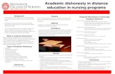 Academic dishonesty in distance education in nursing programs · and distance education in nursing •Academic dishonesty is related to professional misconduct •Currently there