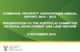 COMMUNAL PROPERTY ASSOCIATIONS ANNUAL ...Mpumalanga 28 63,864.92 4412 22781 North West 23 83,943.26 7302 26302 Northern Cape 22 137,549.11 3211 11810 Western Cape 18 10,139.23 3322