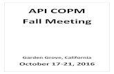 API COPM Fall Meeting...API MPMS Chap. 11.3.4 Ethanol-Gasoline VCF TAG Meeting Chairman, Dale Embry Monday, October 17, 2016 10:45-12:00 Location: Hyatt Regency Orange County, Garden