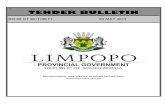 Limpopo Provincial Treasury - NO.05 OF 2019/20 FY 03 MAY ......PROVINCIAL TREASURY, FINANCE HOUSE, 56 – 58 PAUL KRUGER STREET, POLOKWANE LIMPOPO PROVINCIAL TENDER BULLETIN NO 05