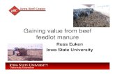 Gaining value from beef feedlot manure...B e ck u r e S t M an u o f f Co n e ap ed La n d lbs P205/ton Book Value for P205 P205 by Lot Location Average Manure from beef feedlots •