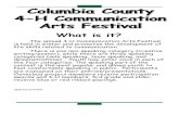 Columbia County 4 H Communication Arts Festival...• Team Newscasting • Readers Theater Creative Writing/Poster Category: • Creative Writing • Poster DemonstrationCategory: