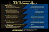 Do Don’t & Respectful...the OSHA Response Team Identify who will manage the OSHA Inspection and make sure the response team is informed. See back for a list of OSHA Response Team