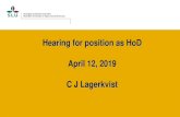 Hearing for position as HoD April 12, 2019 C J Lagerkvist · Strategi ska inte ses som ett statiskt begrepp . utan som en dynamisk process. Kärnan i den strategiska processen är