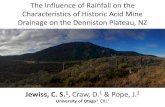 Acid Mine Drainage Study of the Denniston Plateau€¦ · Characteristics of Historic Acid Mine Drainage on the Denniston Plateau, NZ Jewiss, C. S. 1, Craw, D. 1 & Pope, J. 2 University