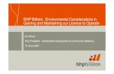 BHP Billiton: Environmental Considerations in Gaining and .../media/bhp/documents/...– Optimising recovery of water from tailings dams – Optimising extraction from existing groundwater