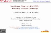 Nonlinear Control of MEMSindividual.utoronto.ca/quanyan/docs/thesispresentation.pdf · 3 0 27 8 Aε kG Vpull−in = 1/3 G0 V x G0 Vpull-in 1-D Simplified Analytical Solution stable