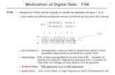 Modulation of Digital Data: FSK...PSK is less susceptible to errors than ASK, while it: requires/occupies the same bandwidth as ASK more efficient use of bandwidth (higher data-rate)