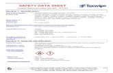 SAFETY DATA SHEET - Texwipe · 2020. 5. 28. · Not available. Pre-wetted wipers. GHS product identifier Other means of identification Product type Section 1. Identification::: Relevant