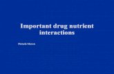 Important drug nutrient interactions - BAPEN€¦ · What is a drug nutrient interaction? That which results from a physical, chemical, physiological or pathophysiological relationship