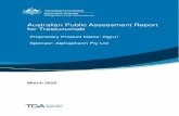 Australian Public Assessment Report for Trastuzumab · 2020. 3. 20. · Response Evaluation Criteria in Solid Tumours : RMP . Risk management plan : SAE . ... The sponsor is seeking