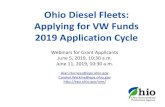 Ohio Diesel Fleets: Applying for VW Funds 2019 Application Cycle Diesel... · 2019. 6. 13. · 2019 Snapshot •2019 Diesel Mitigation Trust Fund (DMTF) grant cycle to replace or