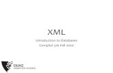 XML - cs.duke.edu€¦ · XML versus relational data Relational data •Schema is always fixedin advance and difficult to change •Simple, flat table structures •Ordering of rows