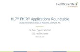 HL7 FHIR Applications Roundtable · Brianna Miller Demographics Hospitalizations+Outpatient Visits Allergies adverse reactions Medication use Problem list Social history 5147 O Back