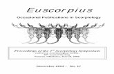 Euscorpius - College of Science - College of Science · 2004. 12. 25. · scorpion science (scorpiology). Euscorpius is an expedient and viable medium for the publication of serious