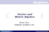 Vector and Matrix Algebra - Korea Universitykucg.korea.ac.kr/new/course/2010_2/CNCE340/tutor/02Vector... · 2002. 1. 17. · Graphics Graphics Lab @ Korea University Vector Algebra